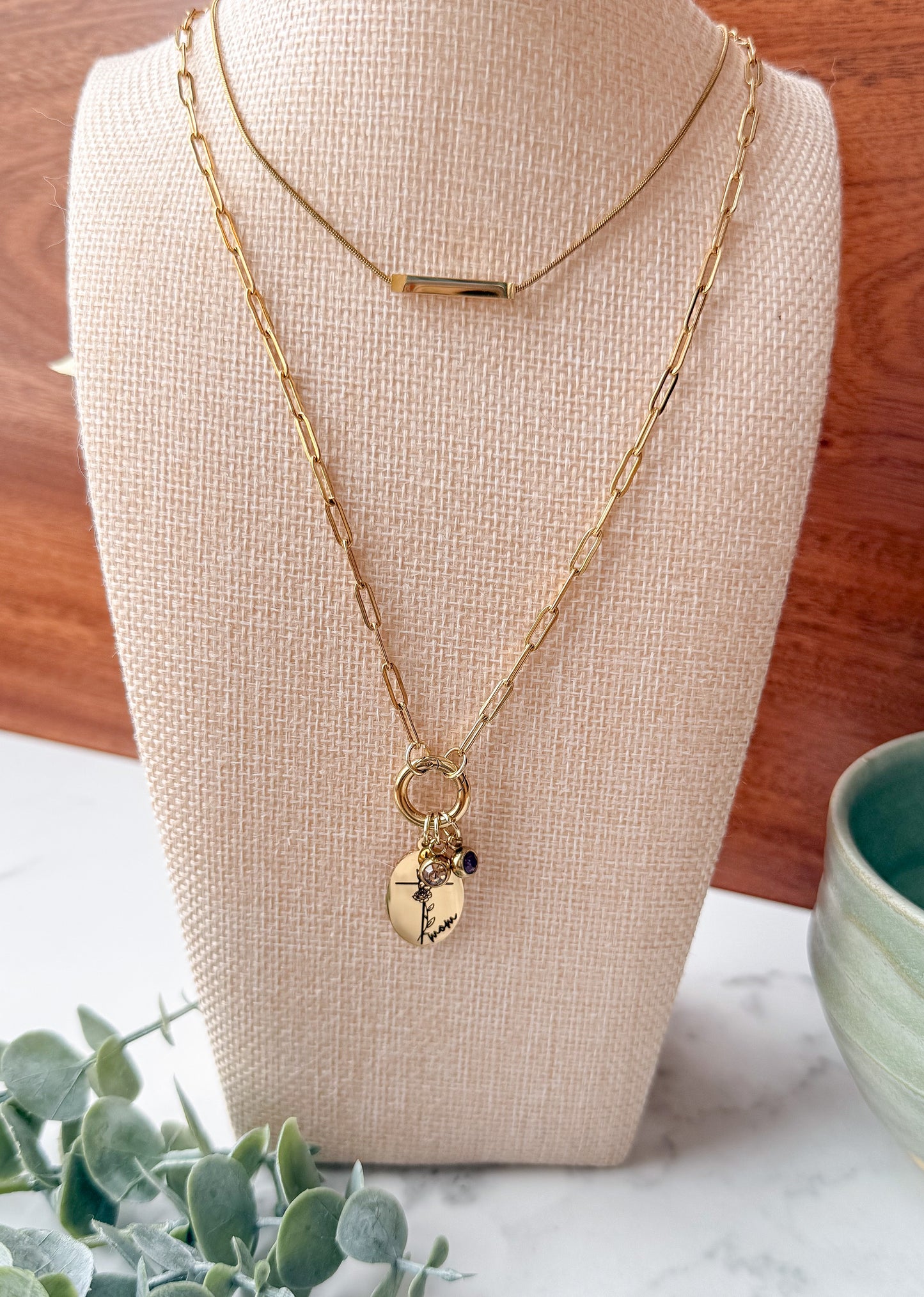 Mom Birth Flower Cross Necklace