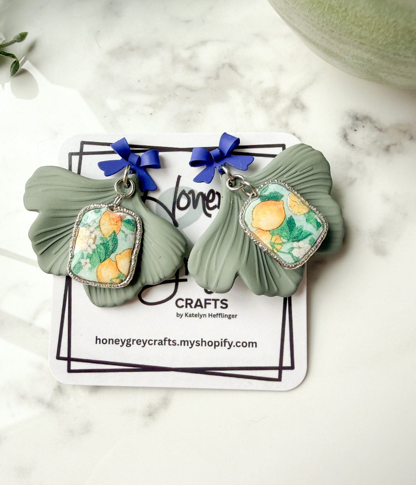 Lemon Ginkgo Leaf Dangle Earring