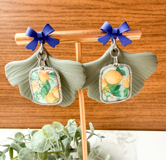 Lemon Ginkgo Leaf Dangle Earring