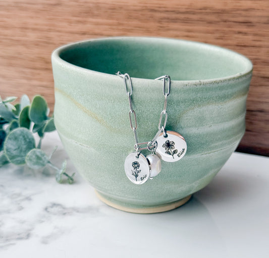 Birth Flower with Name bracelet