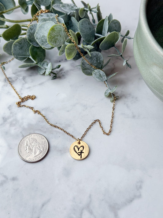 Heart and Cross Dainty Necklace