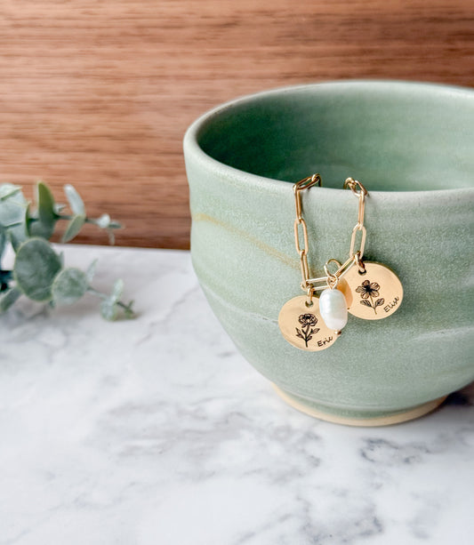 Birth Flower with Name Necklace