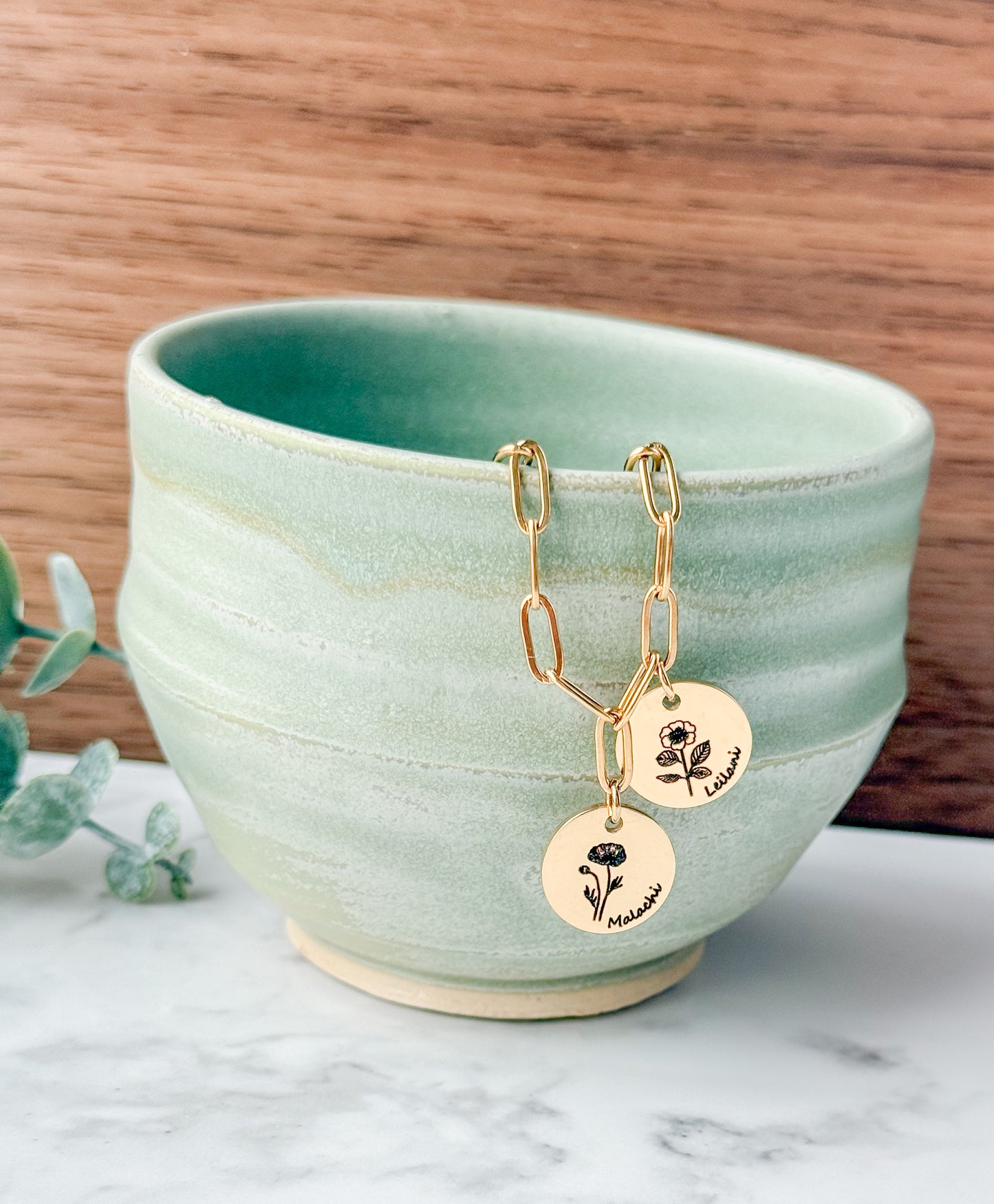 Birth Flower with Name bracelet