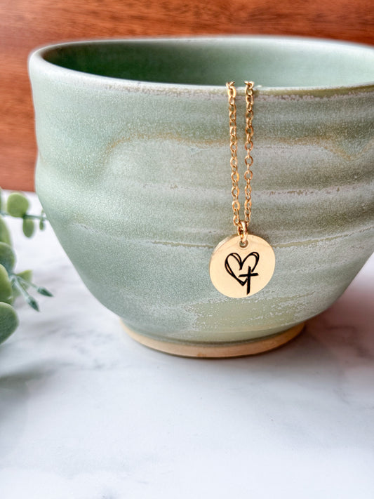 Heart and Cross Dainty Necklace