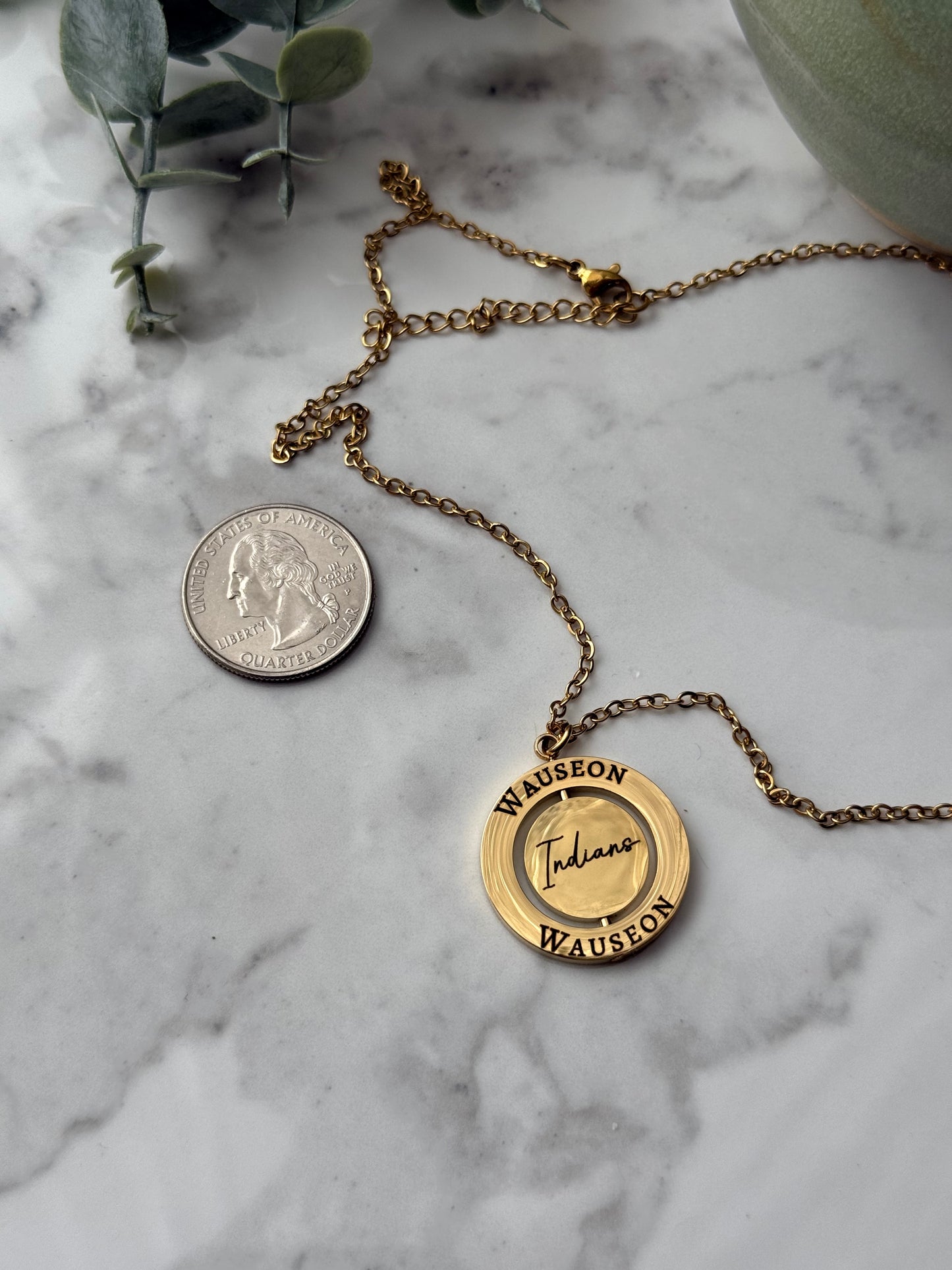 Wauseon Indians Rotating Necklace